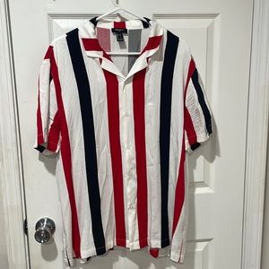 Brand:Forever 21 (Men) Size:L Color:Black,Red,White (Striped button up)